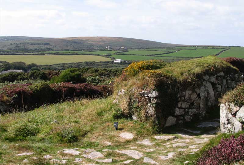 <br>Chysauster looking east to Mulfra Hill., Penwith Local History Group