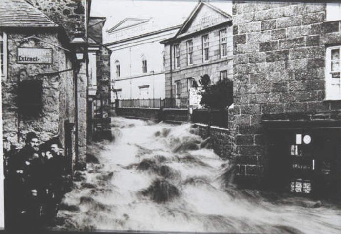 The 1894 St Ives floods at the bottom of the Stennack (Photo: Courtesy of Morrab Library Photo Archive)