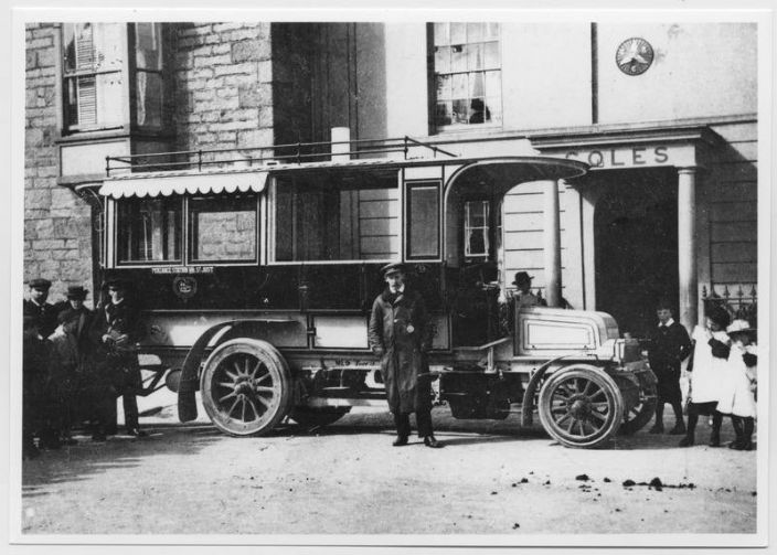 1908 period bus from Penzance to St Just (courtesy of Morrab Library Photo Archive)