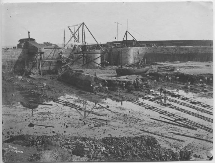 Penzance floating dock under construction, photo courtesy of Morrab Library Photo Archive