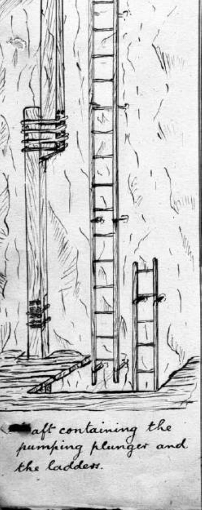 Levant engine shaft, a cartoon by Frank Allum who visted Levant in 1887 (author's collection)