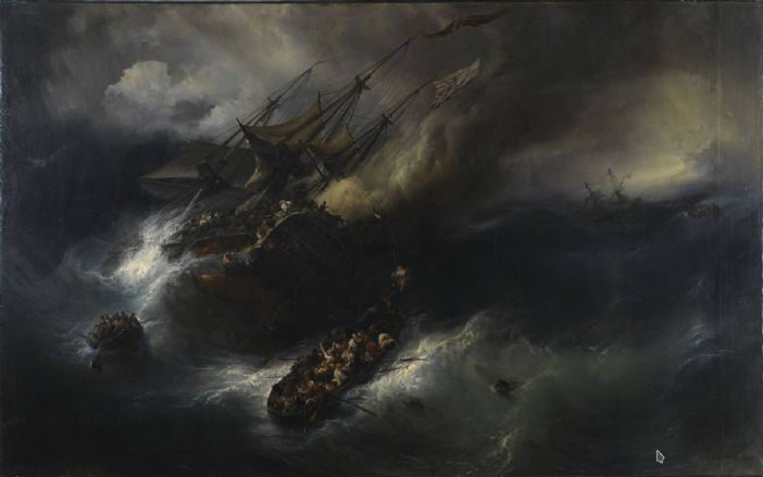 Loss of the East Indiaman Kent, Theodore Gudin, 1828, public domain via https://en.wikipedia.org/wiki/File:Loss_of_indiaman_Kent-Theodore_Gudin-MnM_9_OA_34_D-b.png